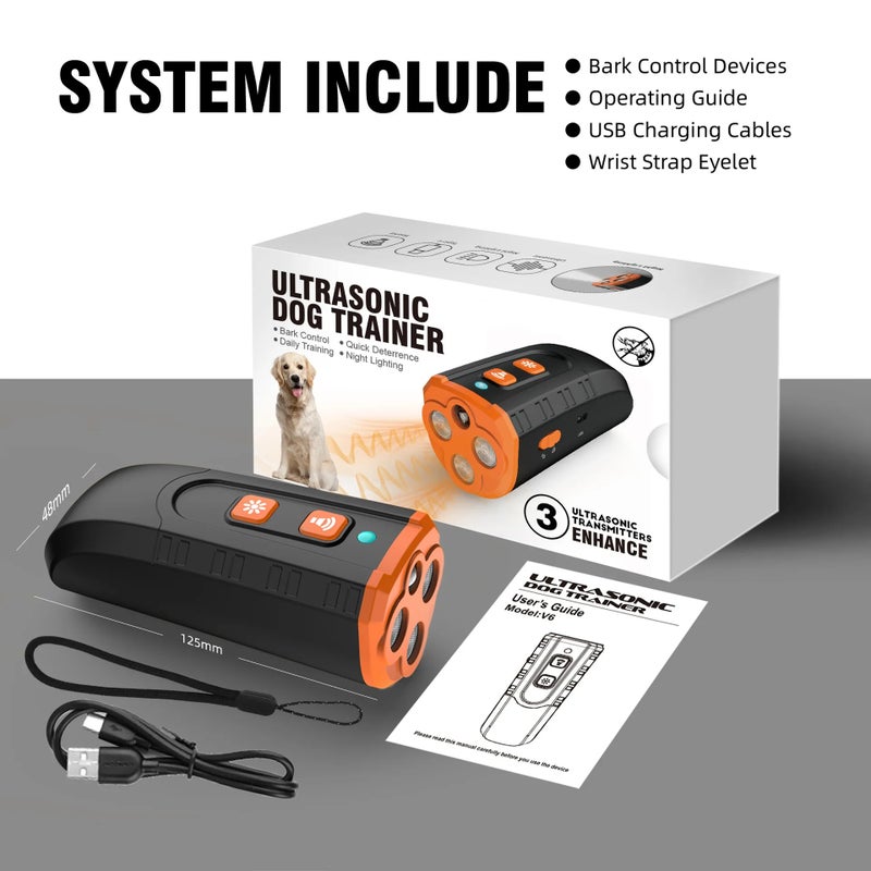 Bluejw New Ultrasonic Dog Trainer Handheld Bark Control Device with Flashlight - Type-C Rechargeable Barking Deterrent & Handheld Flashlight Combo - Image 5